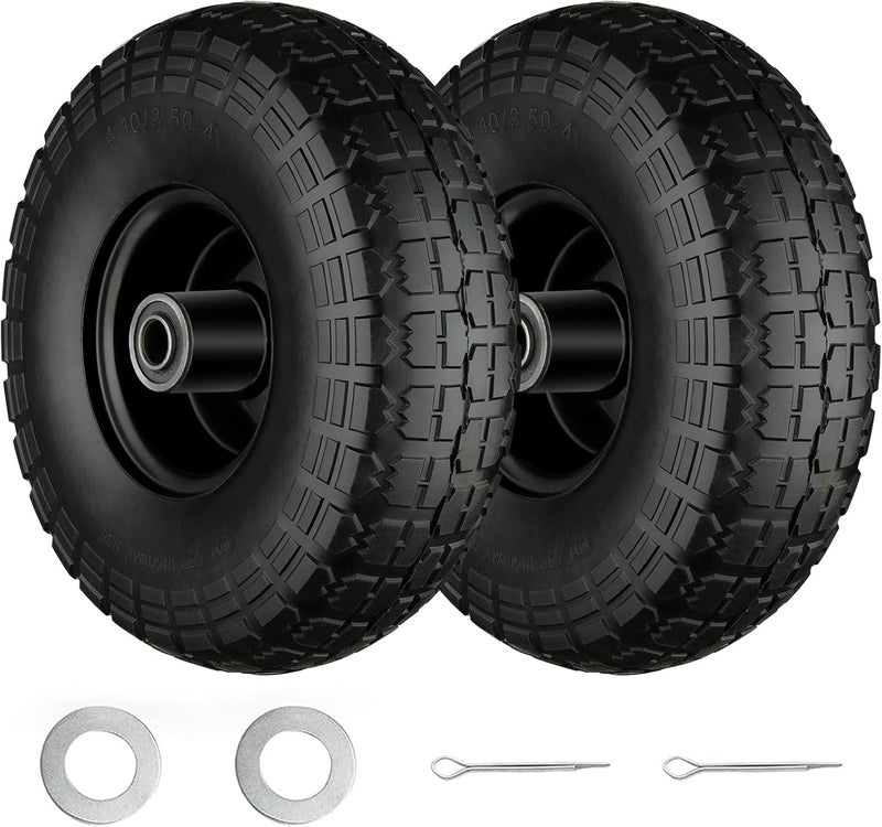 Cubesprings 4.10/3.50-4 Tire and Wheel Flat Free Solid 10 inch Tires for Hand Truck Wagon Dolly Garden Cart Wheelbarrow Replacement (4.10/3.50-4 Black - 10") - Image 1